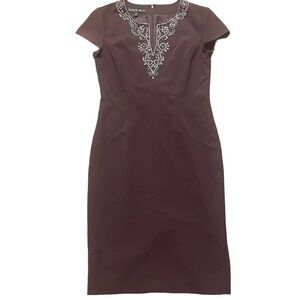 LAFAYETTE 148 NEW‎ YORK Dress Sz 2 beaded deep purple wedding cocktail party